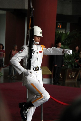 A honorary guard entering the ceremony