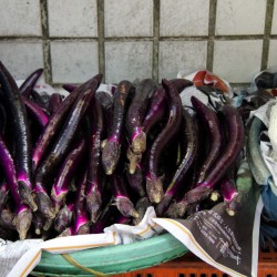 A very slim type of eggplant